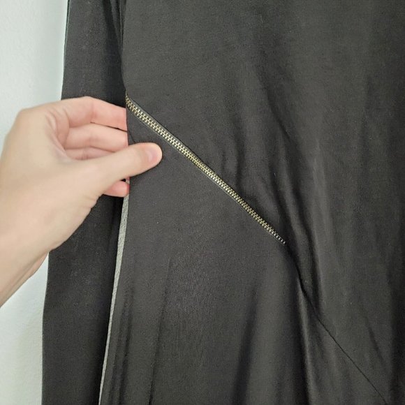 McQ by Alexander McQueen Long Sleeve Asymmetrical Dress Zipper Black Size Small - Picture 3 of 11